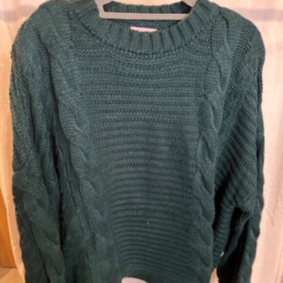 Pink Lily Green Cable Knit Chunky Sweater Women’s Size L - Picture 1 of 4